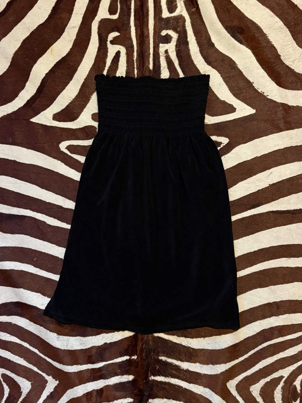 Juicy Couture Black Strapless Velvet Mini Dress